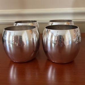 SET OF 4 SILVERPLATED ROLY POLY PUNCH/ROCKS CUPS BY POOLE